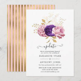 Pink und Lila florale Hochzeitsupdate verschoben Einladung