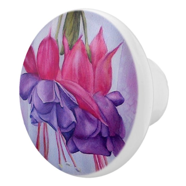 PINK UND LILA FUSCHIA BLUME KERAMIK KNOW KERAMIKKNAUF (Rechts)