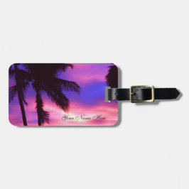 Pink und Lila Palm Sunset Gepäckmarke Gepäckanhänger