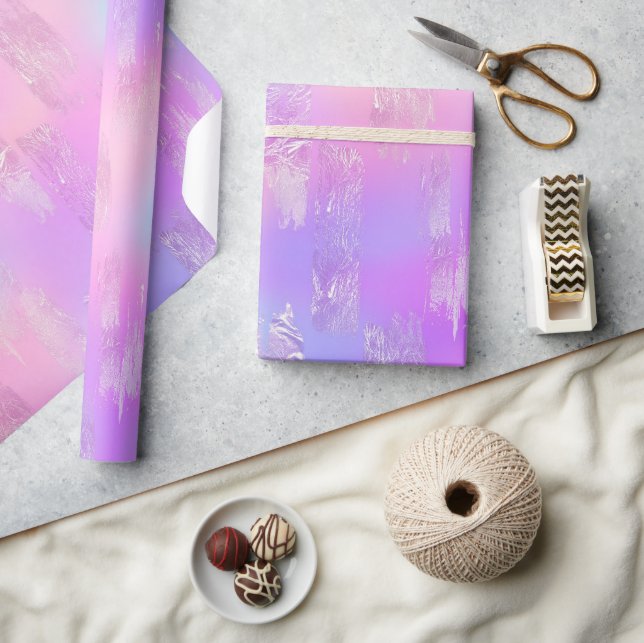 Pink und Lila Pinselstriche Muster Geschenkpapier (Kunsthandwerk)