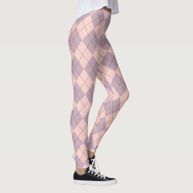 Pink und Lila Raute Muster Girly Leggings (Rechts)