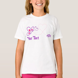 Pink und Lila Schmetterlingsherz T-Shirt