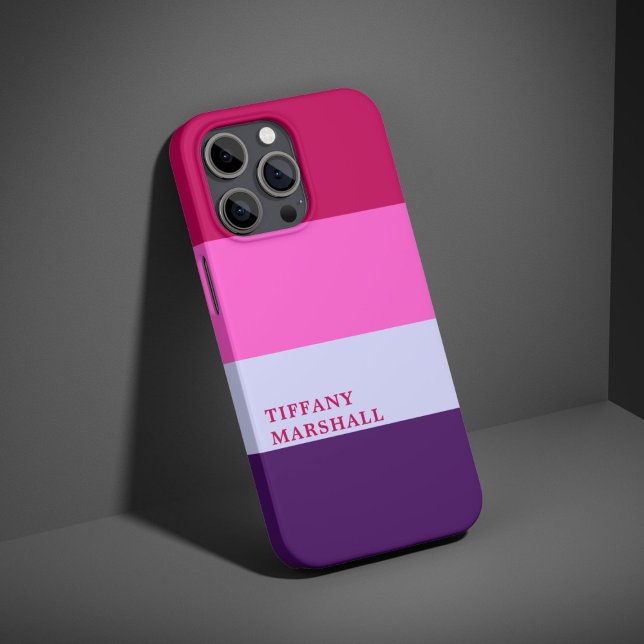 Pink und Lila Streifen Muster Totbeutel iPhone 16 Pro Hülle (Von Creator hochgeladen)