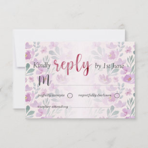 Pink und Lila Wasserfarbe RSVP Karte