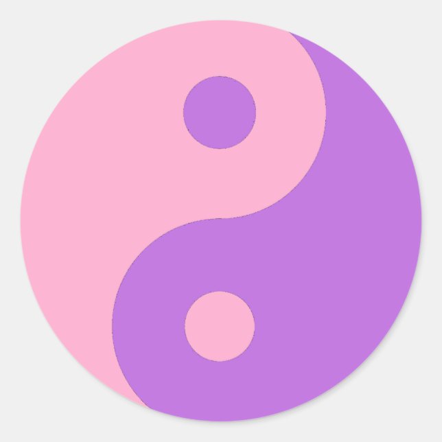 Pink und Lila Yin Yang Runder Aufkleber (Vorderseite)