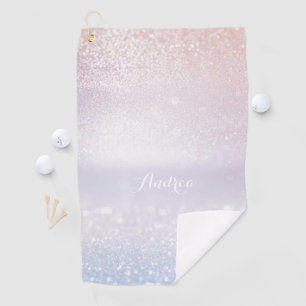 Pink und Lilac Glitzer Bokeh Modernes Personalisie Golfhandtuch