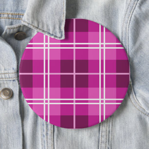 Pink und Magenta Kariertes Tartan Muster Button