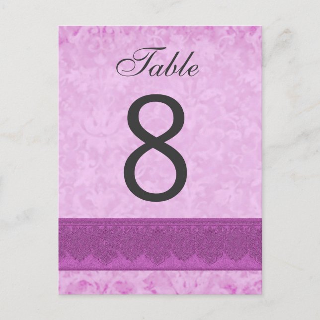 Pink und Magenta Wedding Tischnummer 8 V200 (Vorderseite)