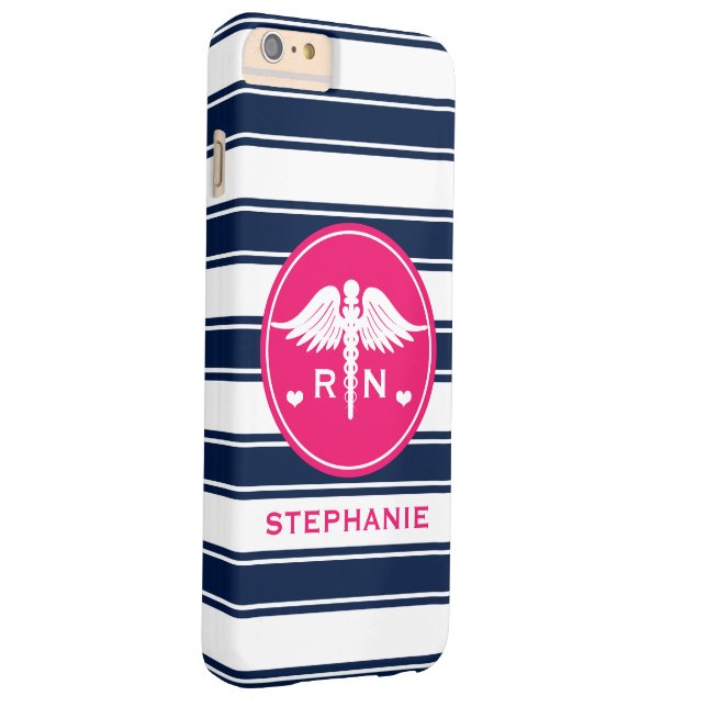 PINK UND MARINE-STREIFENcaduceus-KRANKENSCHWESTER Case-Mate iPhone Hülle (Rückseite/Rechts)