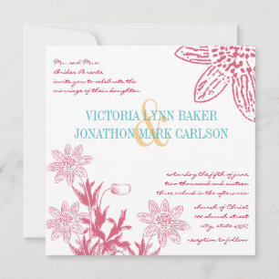 Pink und Mint Gerber Daisy Wedding Einladungen