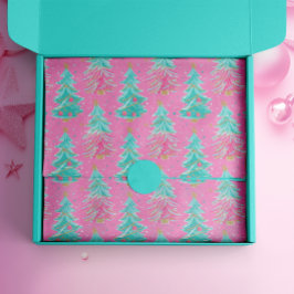 Pink und Mint Weihnachtsgeschenke Bäume Seidenpapier