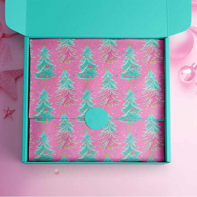 Pink und Mint Weihnachtsgeschenke Bäume Seidenpapier (Von Creator hochgeladen)