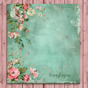 Pink und Minze Aquarell Vintag floraler Notepad Notizblock