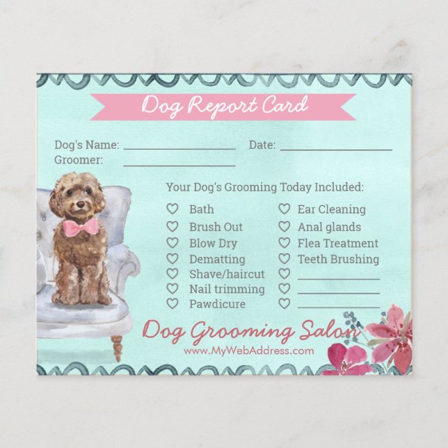 Pink und Minze Blumenkohl Erwachsenenkarte Flyer (Vorne)