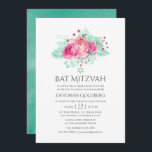 Pink und Minze Floral Bat Mitzvah Einladung<br><div class="desc">Trendy rosa Rosen Fledermaus mitzvah Einladungskarten mit Minz-Glitzer tropisches Blattwerk entwickelt,  um schnell und einfach auf Ihre Event-Besonderheiten angepasst werden.</div>
