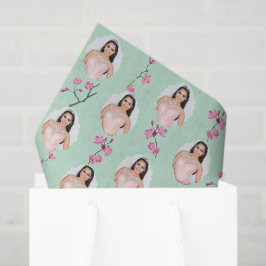 Pink und Minze Grüne Kirschblüte kundenspezifische Seidenpapier