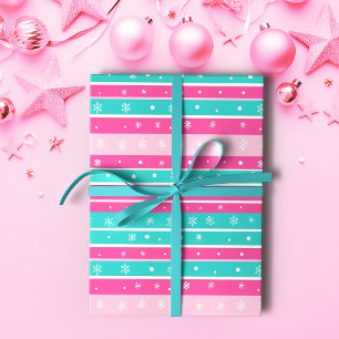 Pink und Minze Horizontal Strickte Schneeflocke Geschenkpapier
