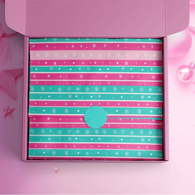 Pink und Minze Horizontal Strickte Schneeflocke Seidenpapier (Von Creator hochgeladen)