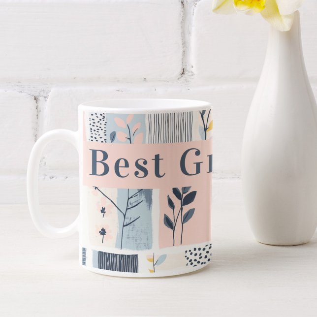 Pink und Navy Blumenmuster Quilt Bestes Grandma Kaffeetasse (Von Creator hochgeladen)