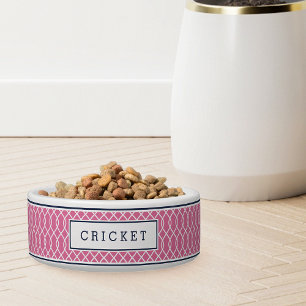 Pink und Navy Trellis Pattern Dog Napf