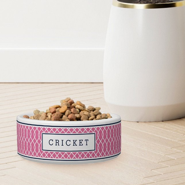 Pink und Navy Trellis Pattern Dog Napf (Von Creator hochgeladen)