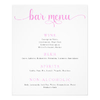 Pink und Off White Wedding Bar Menu Poster