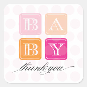 Pink und Orange Blocks Baby Shocker Quadratischer Aufkleber
