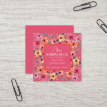 Pink und orange florale Visitenkarten