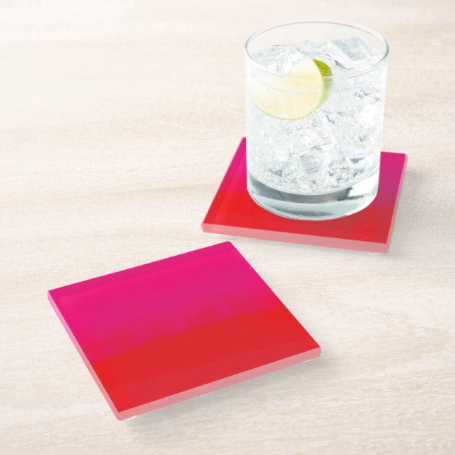 Pink- und Orange-Gradient Glasuntersetzer (Schrägansicht)