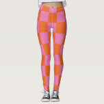 Pink und Orange Prüfmuster Leggings<br><div class="desc">Leggings mit rosa und orangefarbenem Prüfmuster</div>