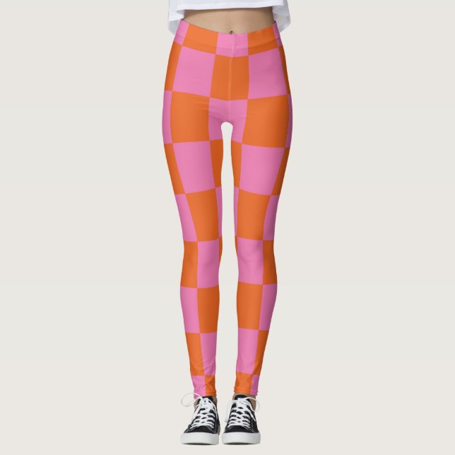 Pink und Orange Prüfmuster Leggings (Vorderseite)
