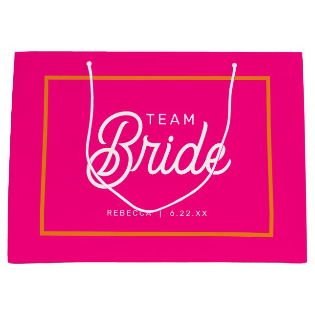 Pink und Orange Team Bridge Custom Gift Bag Große Geschenktüte (Vorderseite)