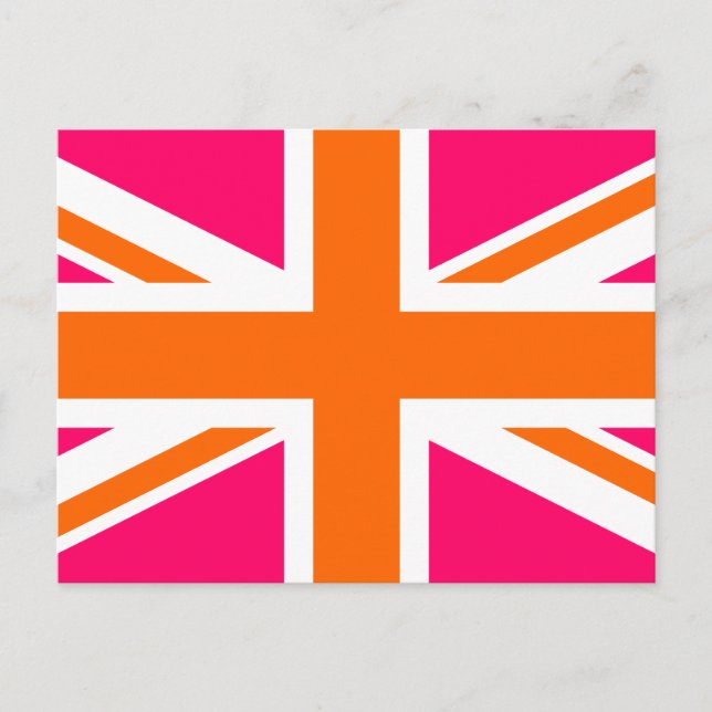 Pink und Orange Union Jack Postkarte (Vorderseite)