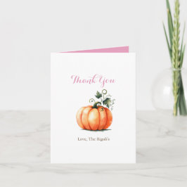 Pink und Orange Wasserfarbe Pumpkin Danke Karte