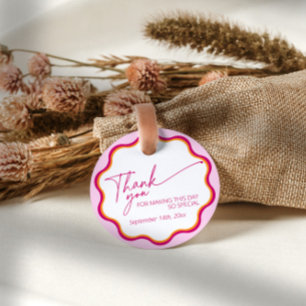 Pink und Orange Wavy Borde Brautparty Vielen Dank Geschenkanhänger