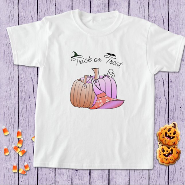 Pink und Peach Pumpkin Halloween T - Shirt (Von Creator hochgeladen)
