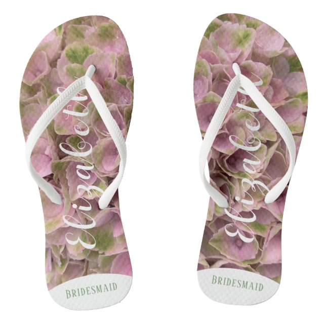 Pink und Pellgrün Hydrangea nach Maß Flip Flops (Fußbett)