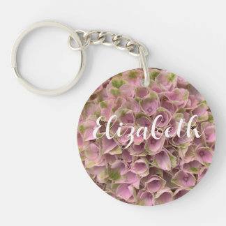 Pink und Pellgrün Hydrangea nach Maß Schlüsselanhänger