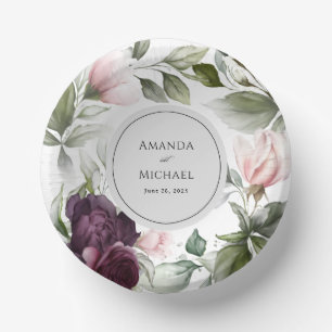 Pink und Plum Botanische Charm Hochzeit Pappteller