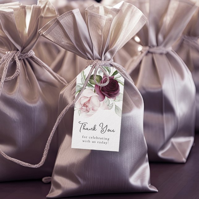 Pink und Plum Botanischer Charme Vielen Dank Geschenkanhänger (Personalize these feminine floral favor tags for any event!)