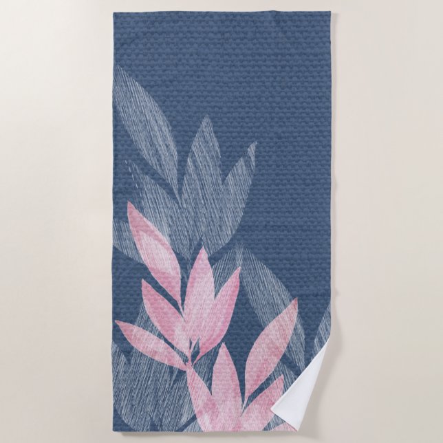 Pink und Punk Abstrakte Navy Pink Wasserfarbe Strandtuch (Vorderseite)