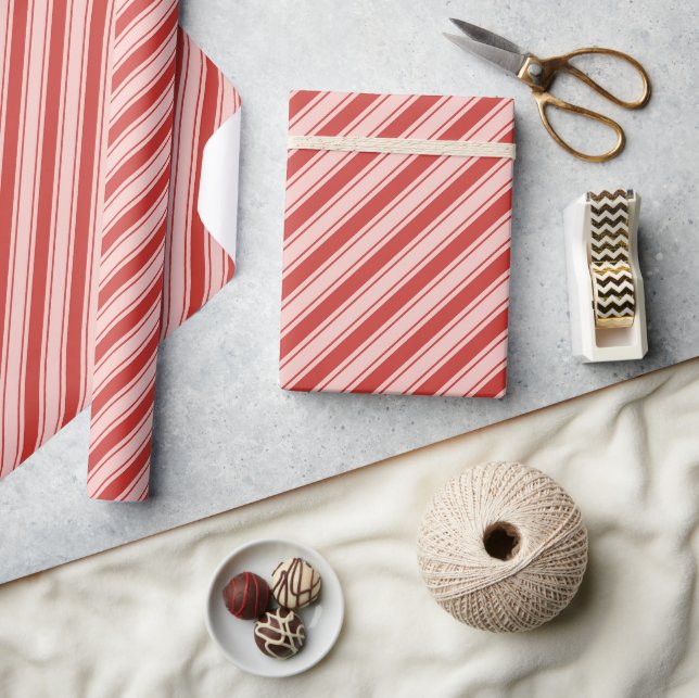Pink und Red Candy Cane Strip Weihnachten Geschenkpapier (Kunsthandwerk)