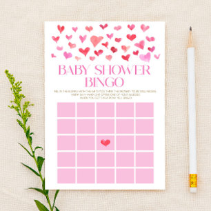 Pink und Red Hearts Bingo Baby Duschgame Briefpapier