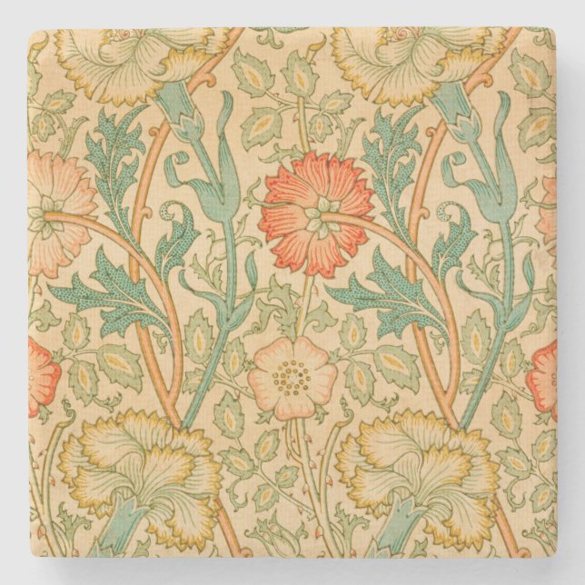 Pink und Rose Muster (von William Morris) Steinuntersetzer (Vorderseite)