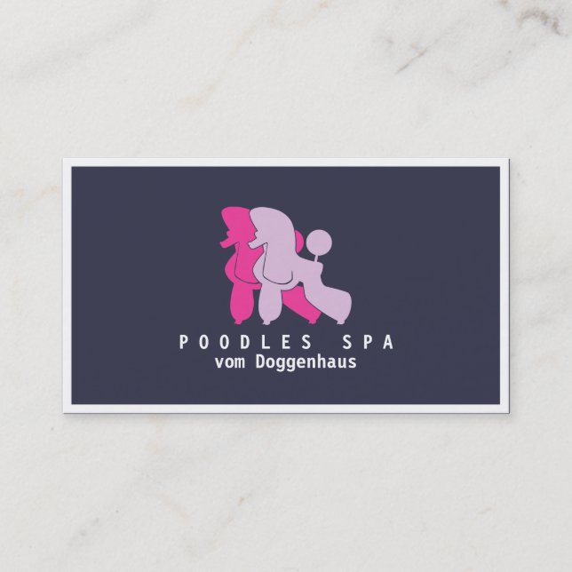 Pink und Rose Poodle Couple Visitenkarte (Vorderseite)
