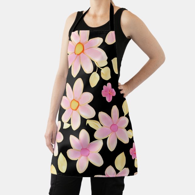 Pink und Schwarz-Blume-Muster Schürze (InSitu)