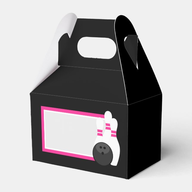 Pink und Schwarz Bowling Gefälligkeitsboxen Geschenkschachtel (Vorderseite)