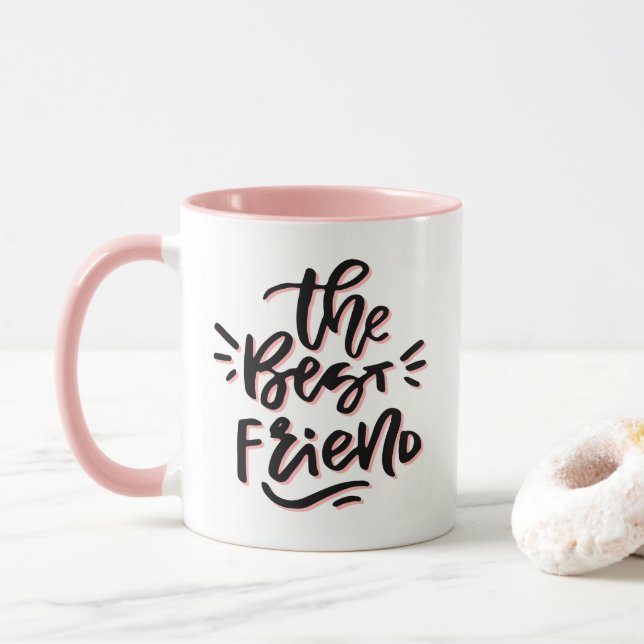 Pink und Schwarz - Die beste Tasse für Freunde (Mit Donut)