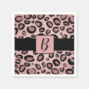 Pink und schwarz gestrichene Cheetah Leopard Druck Serviette