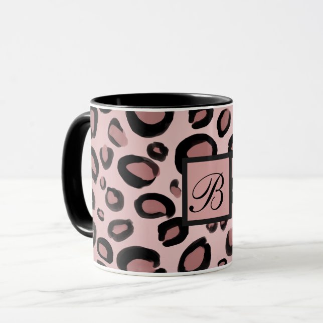 Pink und schwarz gestrichene Cheetah Leopard Druck Tasse (Vorderseite Links)